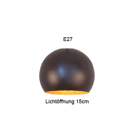 Menzel SOLO Schirm Kugel Lichtöffnung D=15cm, nur Loch E27, Metall Farbe nach Wahl