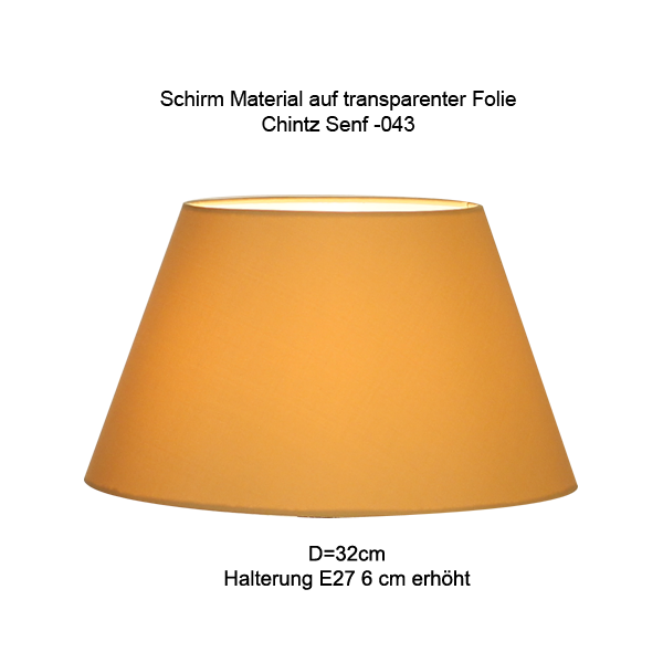 Lampenschirm konisch D=32/18cm E27 unten 6 cm erhöht, Chintz oder Leinen Farbe nach Wahl