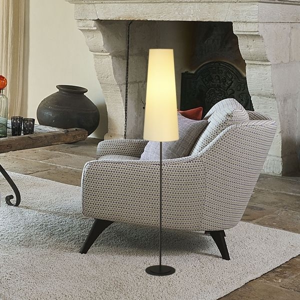 Menzel Flair Standleuchte E27, Schirm D=22cm Strichlack nach Wahl, Eisen braun schwarz, schlanke Ausführung