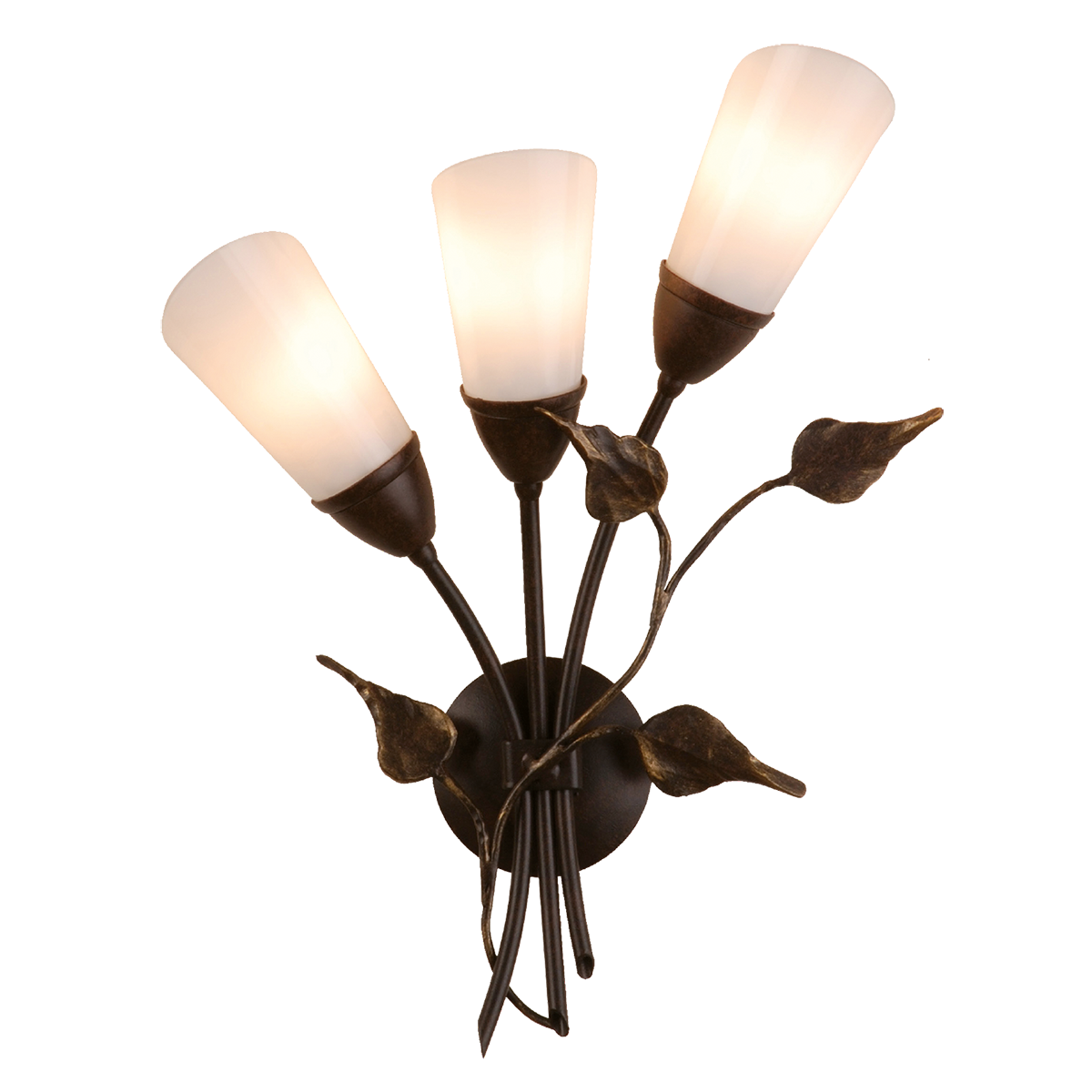 Menzel Chalet Wandleuchte 3 x E14, Glas nach Wahl, braun-schwarz,rechts hoch