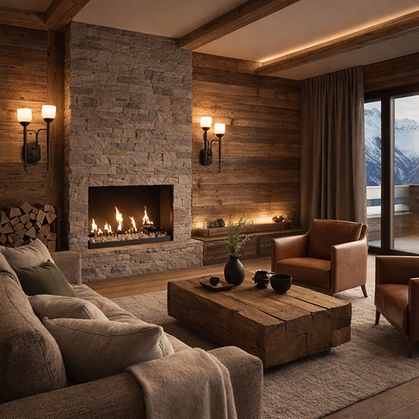 Menzel Chalet Wandleuchten E14, Glas Opal weiß, geschmiedet braun-schwarz rechts hoch