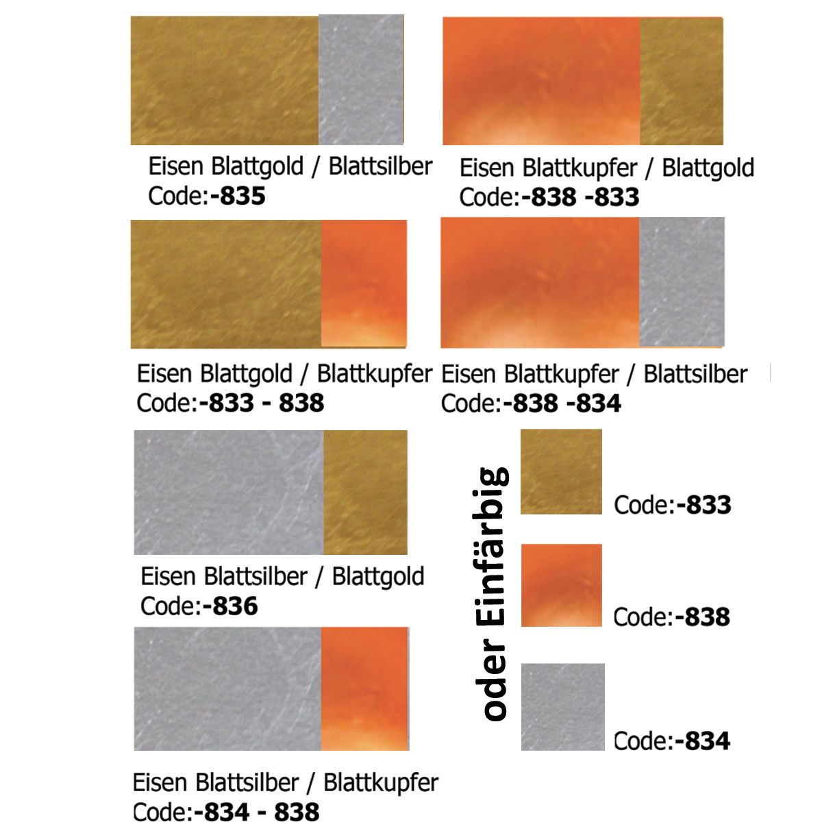 SOLO Wala Applikation auf Blattfarben gold, silber, Kupfer