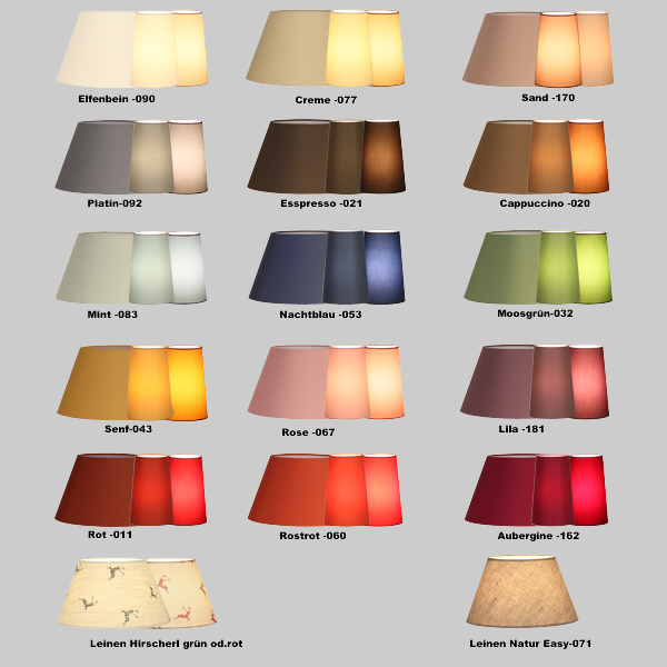 Leuchte Schirm Konfiguration:  Chintz oder Leinen, Innenfarbe