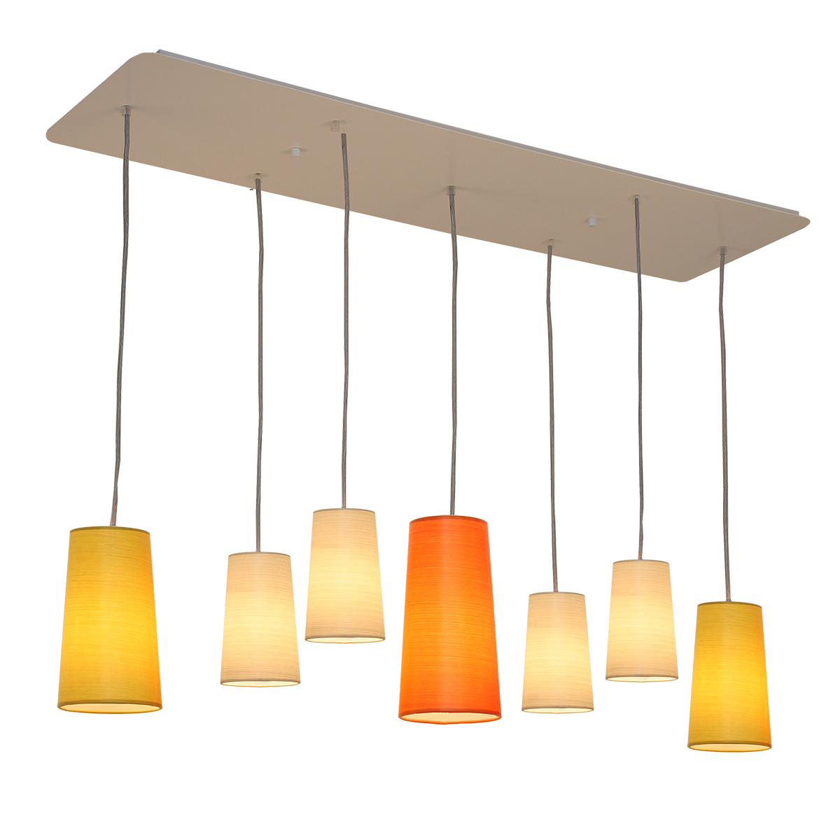 Menzel Flair Gehänge 120/35 Esstisch Hängeleuchte für Tische über 160cm mit 7 Lampenschirmen sortiert Strichlack für das Chalet