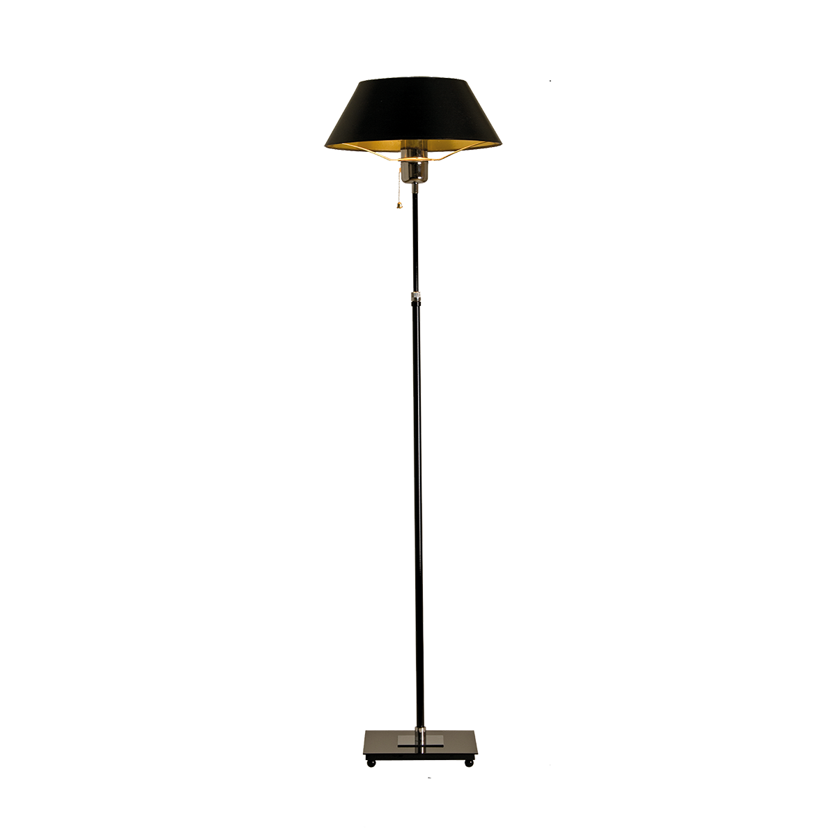 Menzel Antos Standleuchte höhenverstellbar schwarz mit Chrom Zierteilen runder Lampenschirm