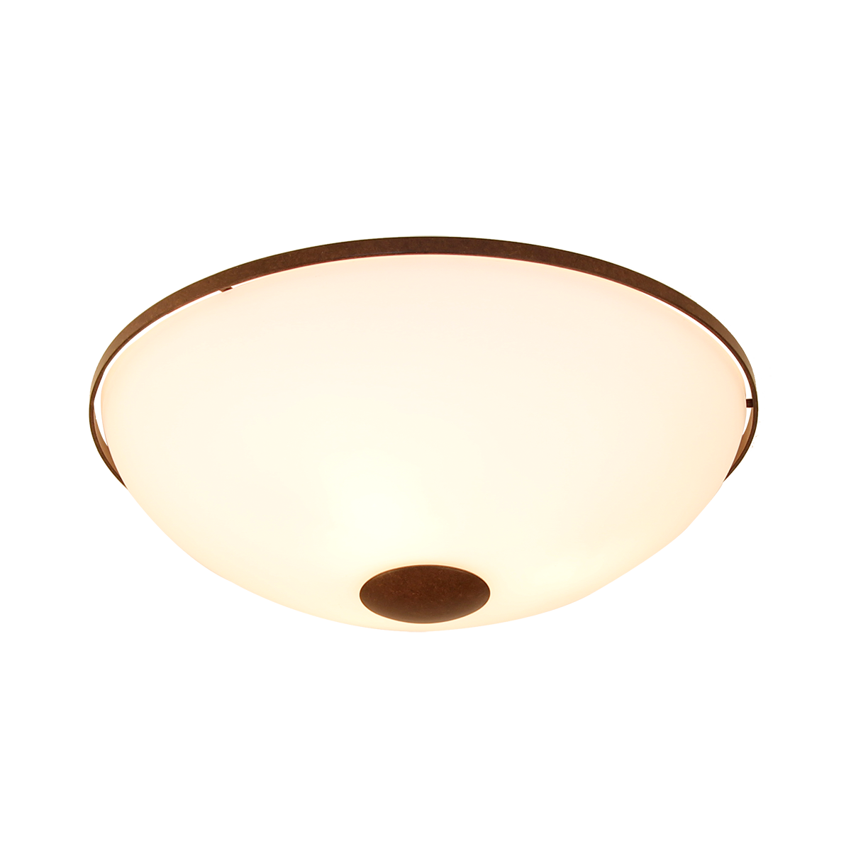 Menzel Pusta Deckenleuchte braun schwarz schlicht mit Ring D=39cm 3 x E27 Opalglas weiß