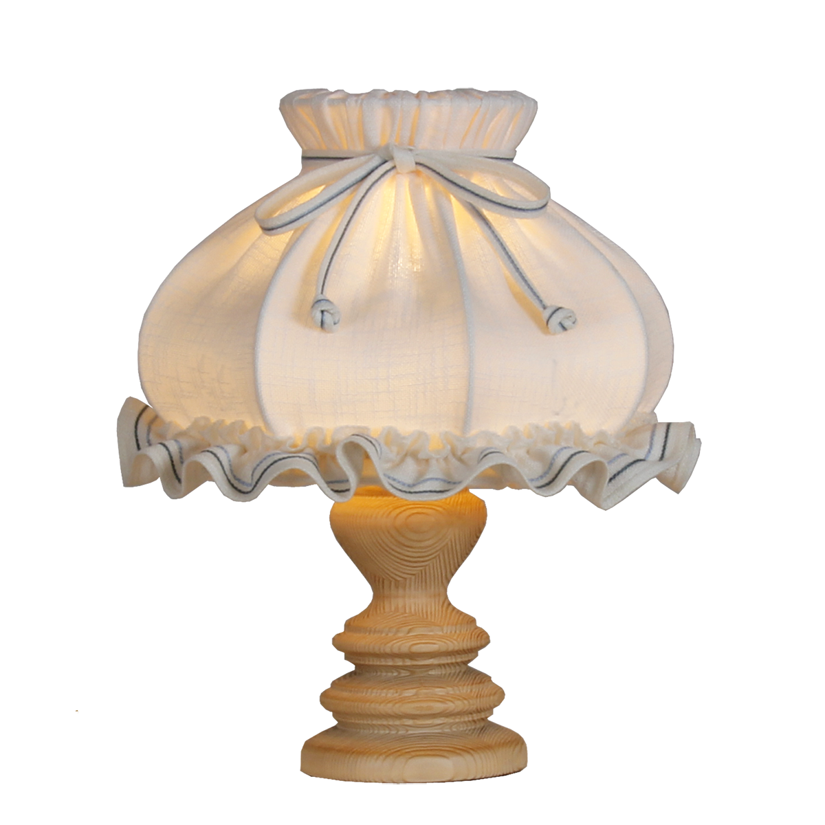 Menzel Landhaus Tischleuchte 30, hell gebeizt mit Stoffschirm Leinen creme uni