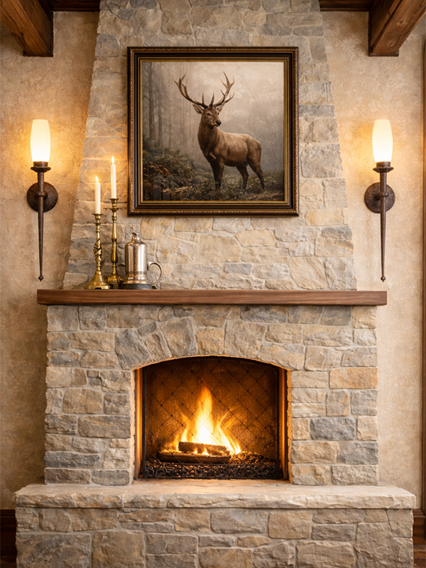 Menzel Fackel Chateau Eisen E27, Glas Scavo, geschmiedet braun-schwarz