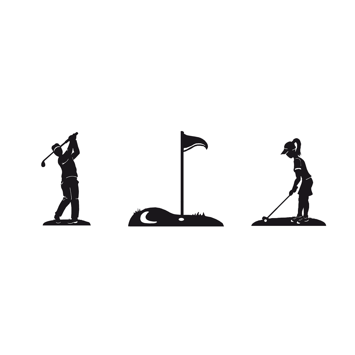 Motivgruppe Golf A3: Golferin, Golfer, Golfplatz
