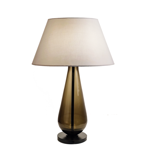 Menzel Murana 2 Tischleuchte Glas Olive, Fassungsschalter Schirm Chintz nach Wahl