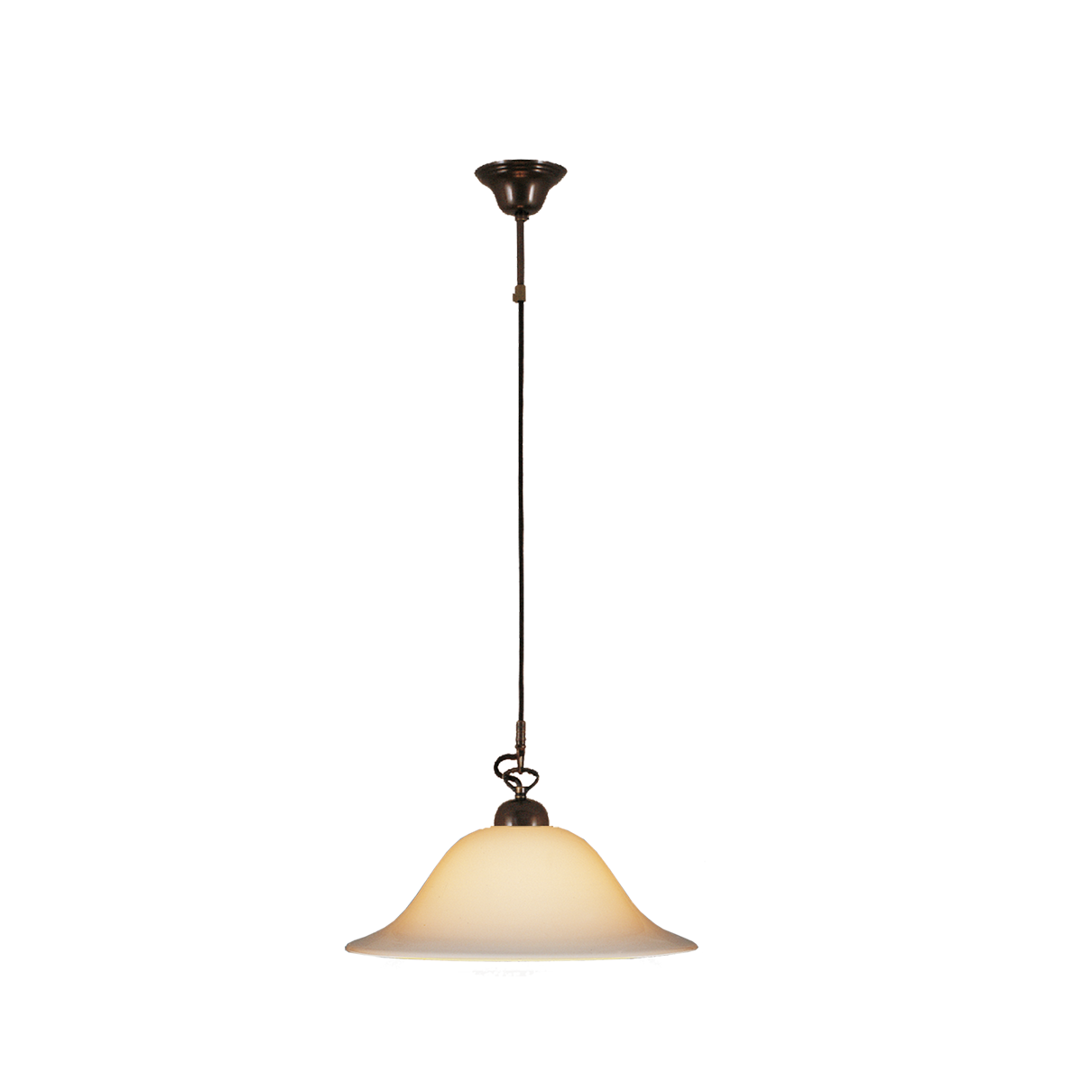 Menzel Anno 1900  Pendel E27, Opalglas 40cm, Messing gebürstet