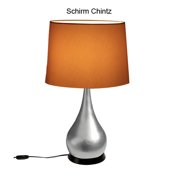 Menzel SOLO Tischleuchte Zwiebel, H=60cm, 1 x E27, Eisen Blattfarben nach Wahl, Sockel Holz dunkel, incl. Schirm Strichlack