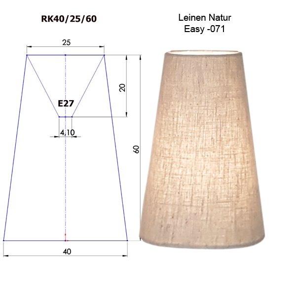 Lampenschirm konisch D=40cm, Leinen oder Chintz Farbe nach Wahl