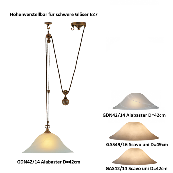 Menzel Anno 1900 Zugleuchte  ohne Glas, Messing brüniert, für schwere Gläser Menzel Anno 1900 Zugleuchte  ohne Glas, Messing brüniert, für schwere Gläser