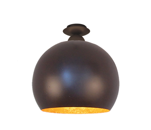 Menzel SOLO Deckenleuchte Kugel D=35cm, 1 x E27 Eisen braun-schwarz, innen Blattgold