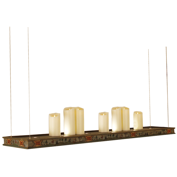 Menzel DECO Plattform großer Esstisch LED Hängeleuchte Altholz bemalt 180cm für Tische über 240cm Länge  Licht nach oben und unten für das Landhaus
