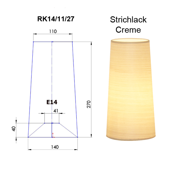 Lampenschirm konisch D=14cm Tischleuchten, Wandleuchten und Kronen E14 Strichlack Farbe nach Wahl