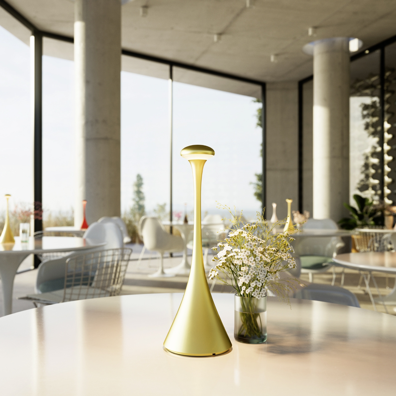 Sigor Akku-Tischleuchte  Nudrop gold IP54  LED 2,2W 170/155lm, 2700/2200 K,Höhe 29cm