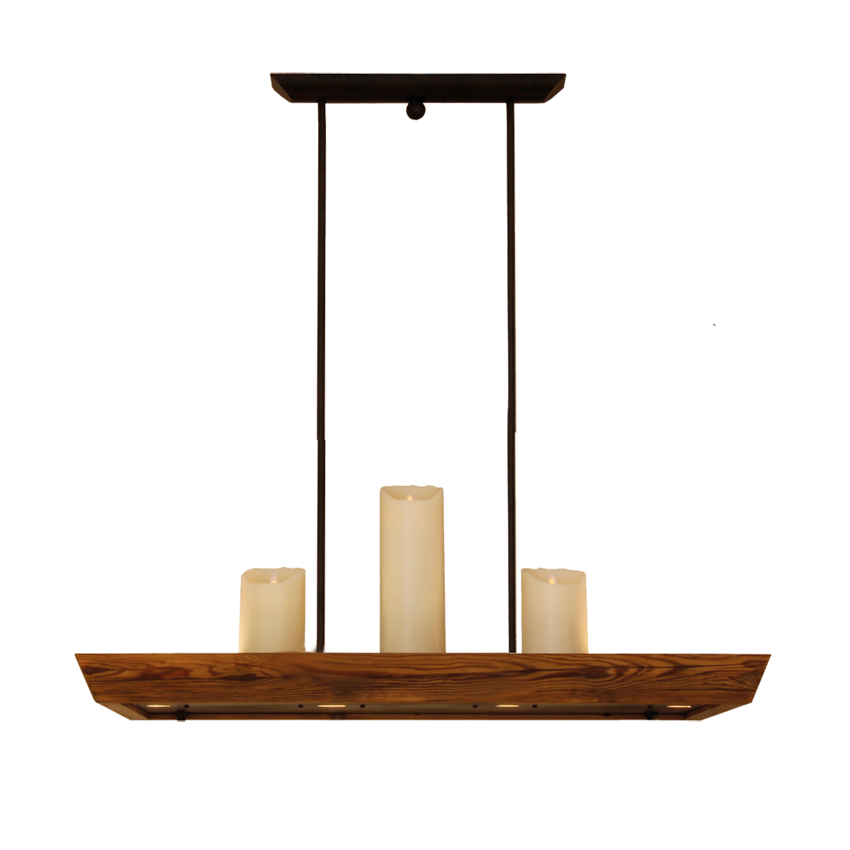 Esstisch LED Hängeleuchte Holz B=80cm für Tische über 120cm Länge Licht nach oben und unten für das Landhaus