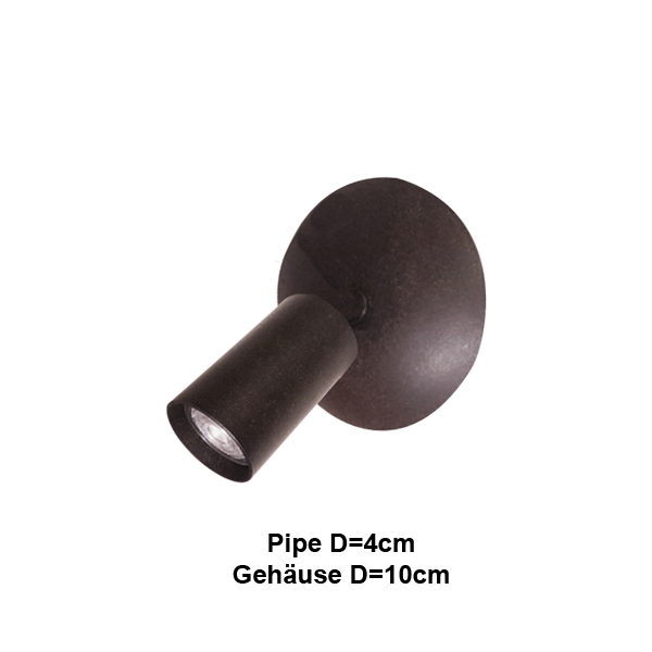 Menzel SOLO Spot Pipe D=4cm mit Gelenk, auf Dose, 1xGU10-MR11, Eisen Farbe nach Wahl