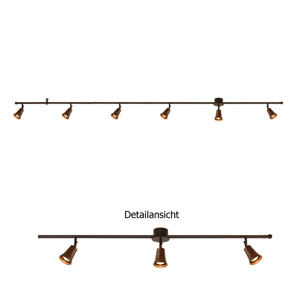 Menzel Pusta Spotleiste Deckenleuchte Eisen braun schwarz mit Gelenken 6 x GU10