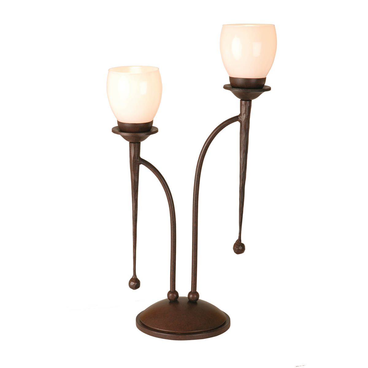 Menzel Chateau Tischleuchte 2 x E14, Glas nach Wahl, Eisen Schmiedeeisen braun schwarz