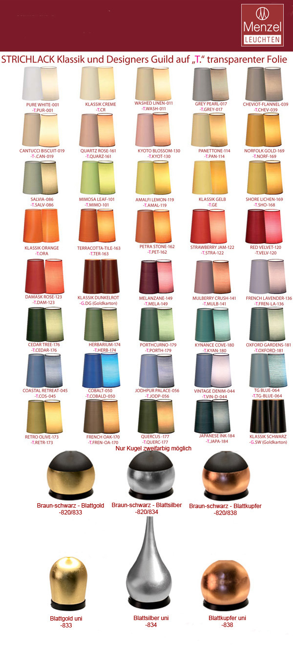 SOLO Tischleuchten zweifarbig Konfiguration Strichlack