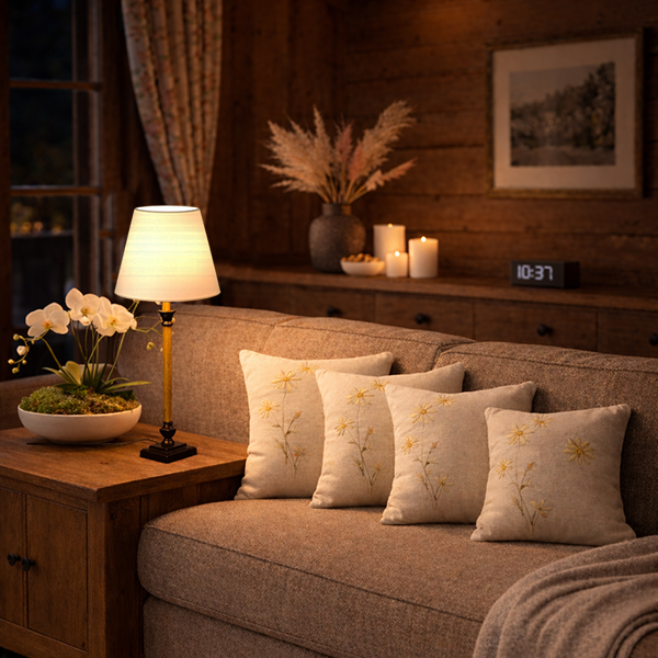 Menzel Aurelia 48, Quad. Sockel, brüniert / Holz Stab mittel braun, Schirm rund, Strichlack Farbe nach Wahl