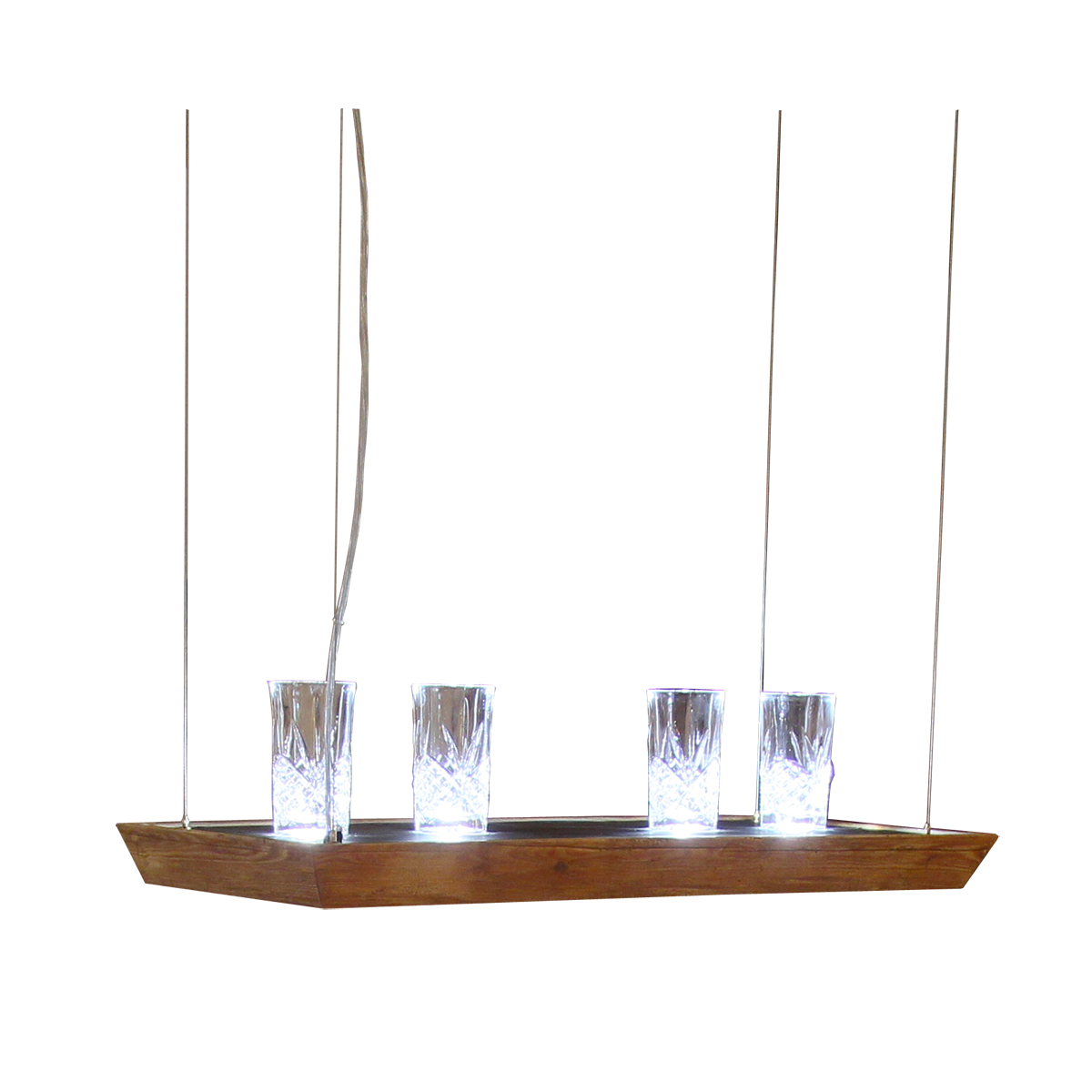 Menzel DECO Plattform 80cm Esstisch LED Hängeleuchte Altholz für Tische über 120cm Länge Licht nach oben und unten für das Landhaus