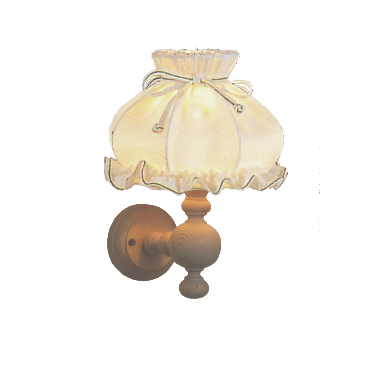 Menzel Landhaus Wandleuchte 22, hell gebeizt mit Stoffschirm Leinen weiß