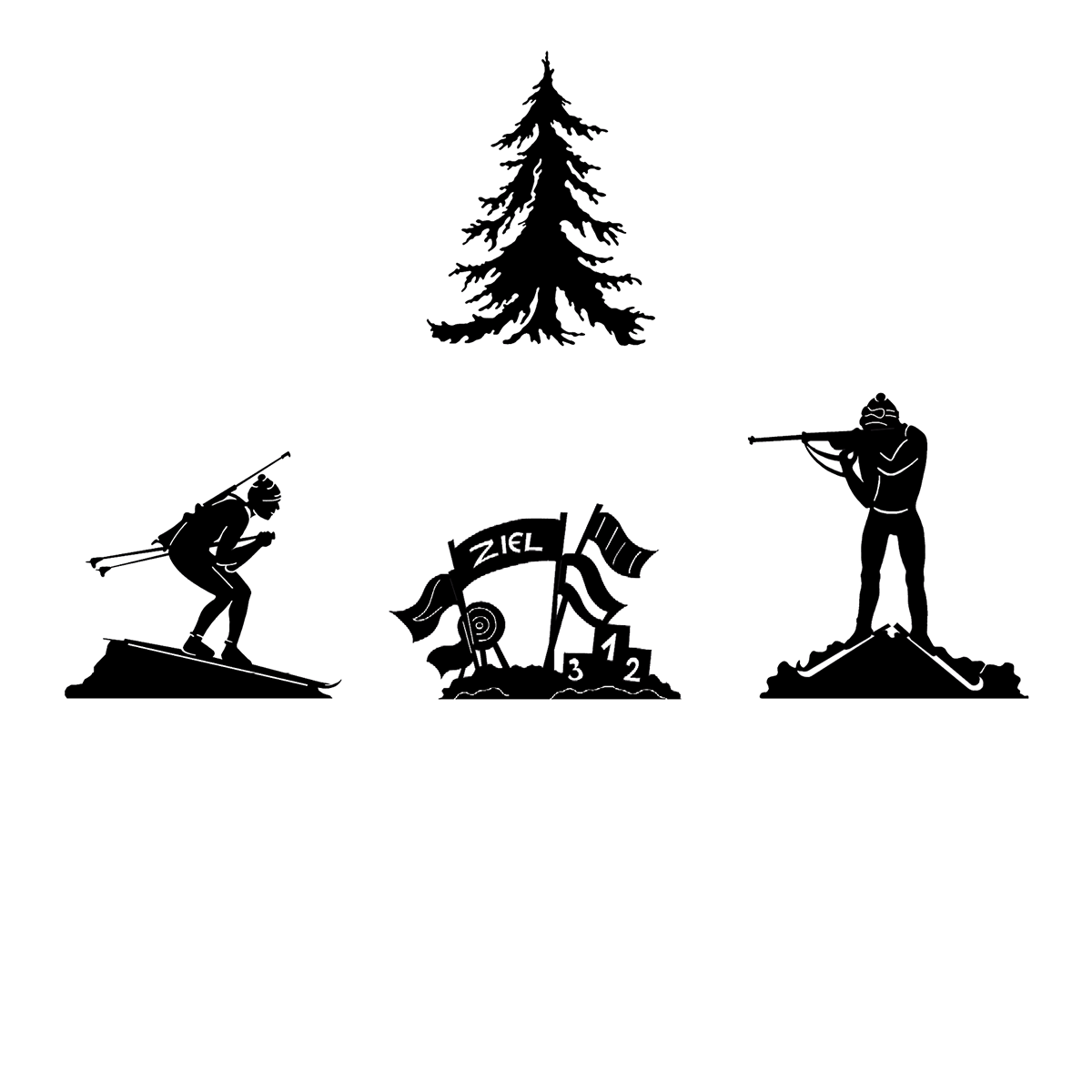 Menzel Themen Motivgruppe BIATHLON A4: Läufer, Schütze, Ziel, Tanne für Magnetleiste
