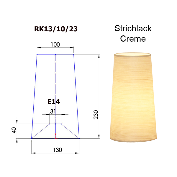 Lampenschirm konisch D=13cm Tischleuchten, Wandleuchten und Kronen E14 Strichlack und Farbe nach Wahl