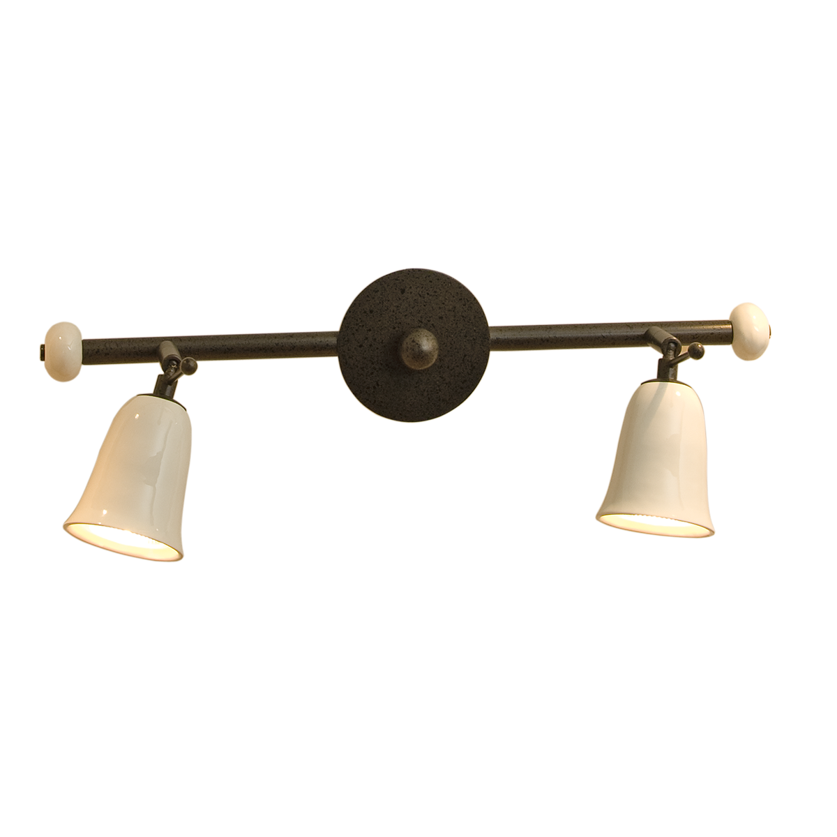 Menzel Provence Keramik 2 er Spot Decken oder Wandleuchte Stahlerleiste länglich mit GU10 Spots für das Landhaus