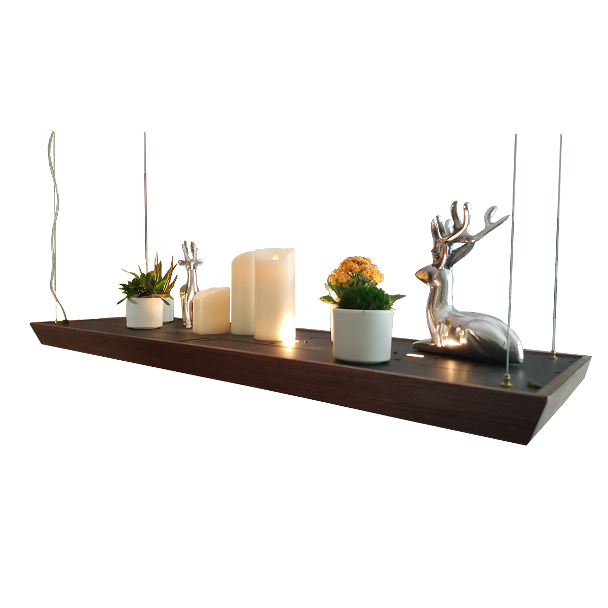 Menzel DECO Plattform 120cm großer Esstisch LED Hängeleuchte Eiche für Tische über 160cm Länge Licht nach oben und unten für das Landhaus