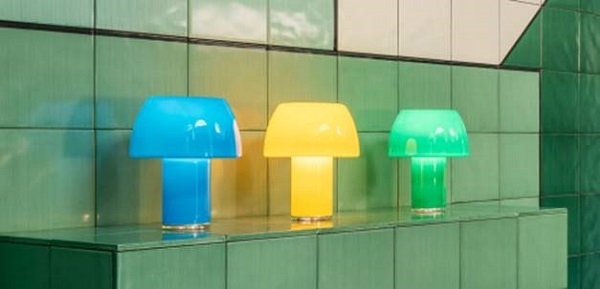 Nemo Akku Tischleuchte, Lorosae, Mint Grün, mundgeblasenes Glas, IP54, Stufendimmer
